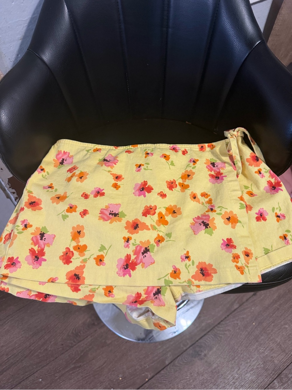 wild fable Yellow Floral Tie-Waist Mini Skirt